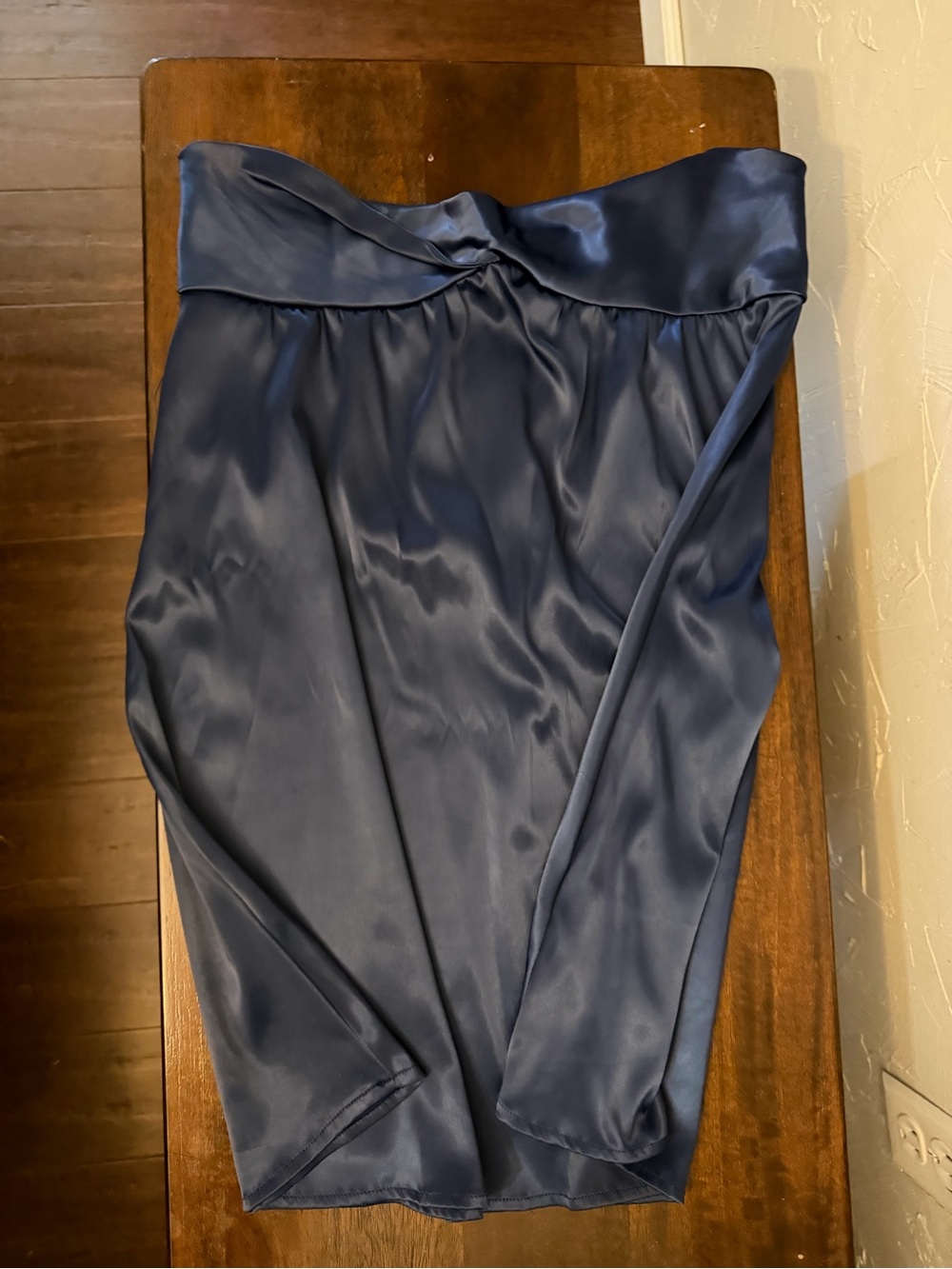 Satin Strapless Navy Blue Dress